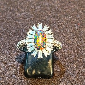 Sparkling Gaze Black Fire Opal Ring